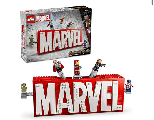 Lego 76313 Logotipo MARVEL y Minifiguras de Vengadores